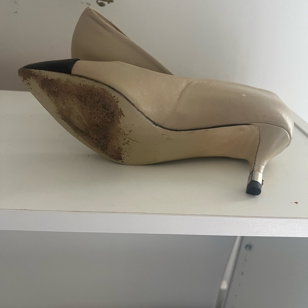 CHANEL Beige and Black Heels